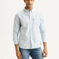 Men's Striped Light Blue Slim Fit Shirt - Styleshot View