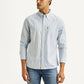 Men's Striped Light Blue Slim Fit Shirt - Front View