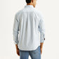 Men's Striped Light Blue Slim Fit Shirt - Back View
