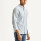 Men's Striped Light Blue Slim Fit Shirt - Side View
