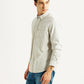 Men's Striped Light Grey Slim Fit Shirt - Side View