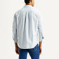 Men's Striped Light Blue Slim Fit Shirt - Back View