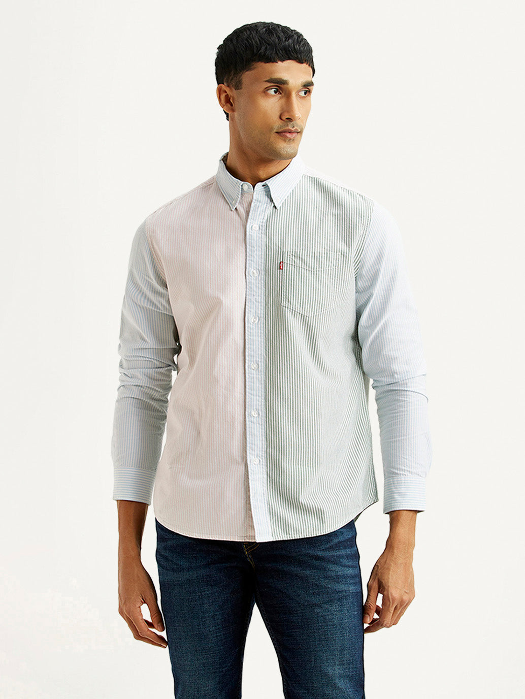 Men's Striped Multicolor Slim Fit Oxford Shirt