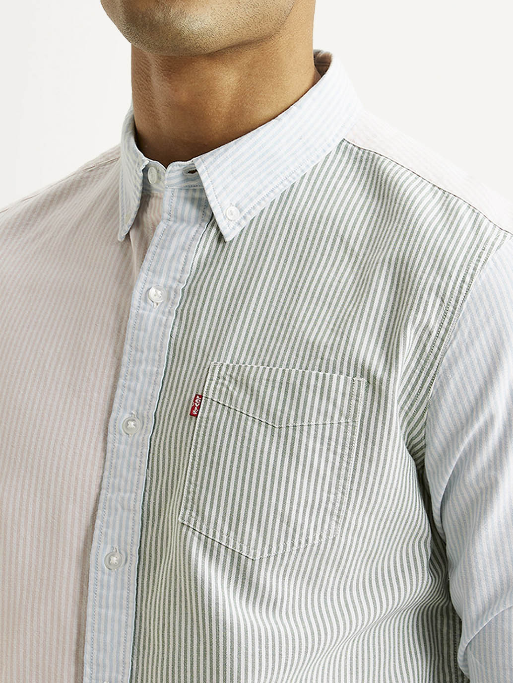 Men's Striped Multicolor Slim Fit Shirt - Detail View