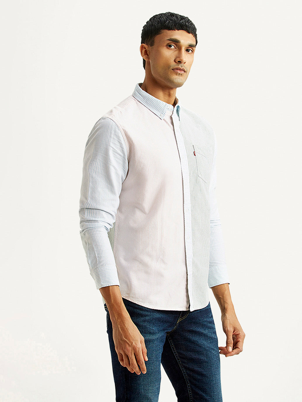 Men's Striped Multicolor Slim Fit Shirt - Side View