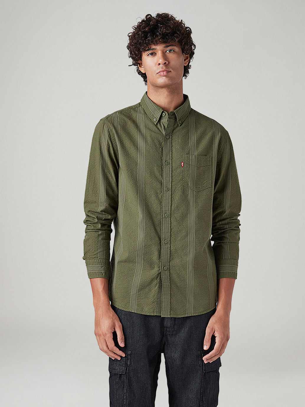Men's Striped Green Slim Fit Shirt - 96bb83a0-7c3a-4f92-986a-ce5472ec25b2 View