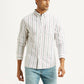 Men's Striped White Slim Fit Shirt - Styleshot View