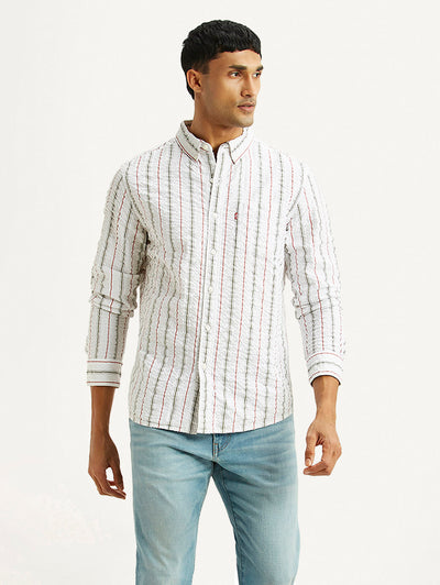 levi's Men's Striped White Slim Fit Shirt-picture-18