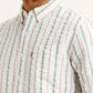 Men's Striped White Slim Fit Shirt - Detail View