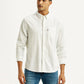 Men's Self Design White Slim Fit Shirt - Front View