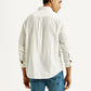 Men's Self Design White Slim Fit Shirt - Back View