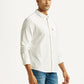 Men's Self Design White Slim Fit Shirt - Side View