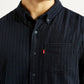 Men's Self Design Navy Slim Fit Shirt - Detail View
