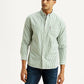 Men's Striped Light Green Slim Fit Shirt - Styleshot View