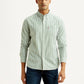 Men's Striped Light Green Slim Fit Shirt - Front View