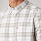 Men's Checkered Slim Fit Oxford Shirt - Detail View