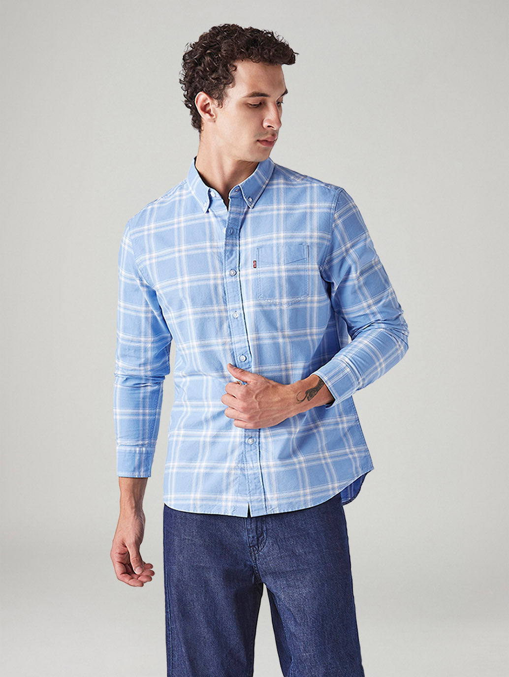 Men's Plaid Slim Fit Oxford Shirt