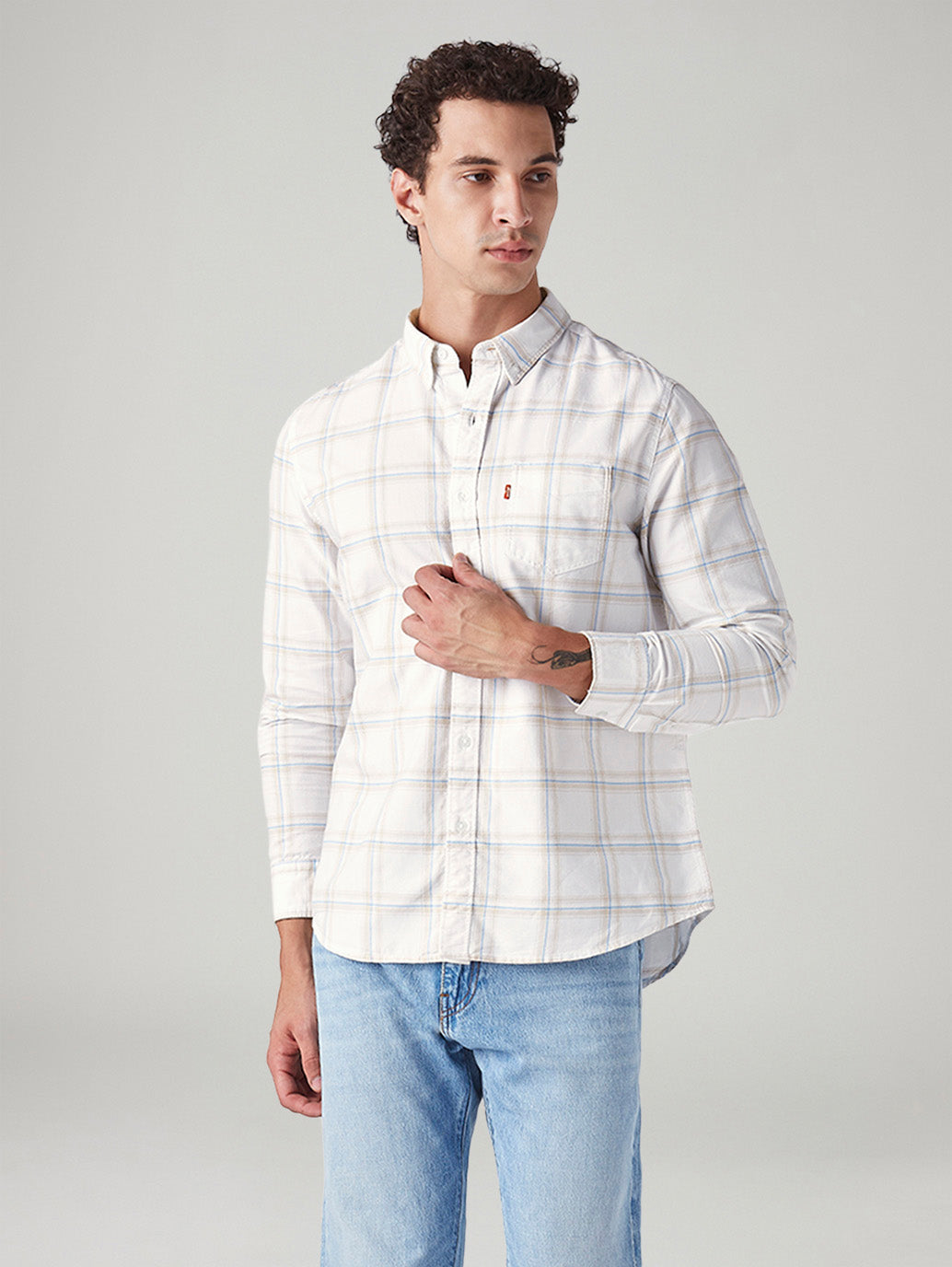 Men's Plaid Slim Fit Oxford Shirt