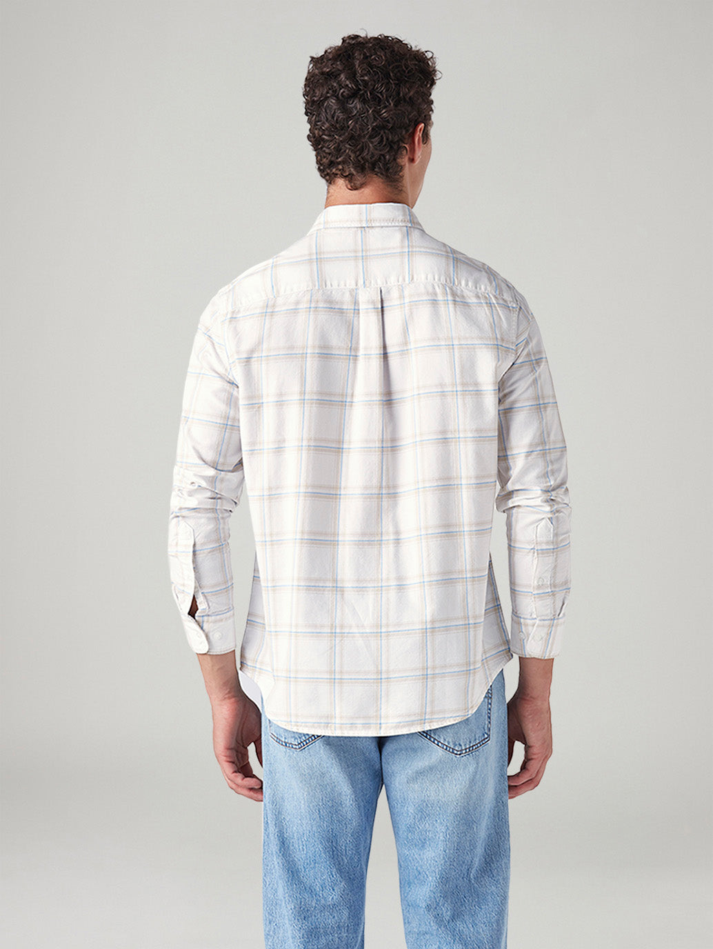 Men's Plaid Slim Fit Oxford Shirt - Back View