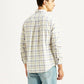 Men's Checkered Off-White Slim Fit Shirt - Back View