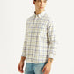 Men's Checkered Off-White Slim Fit Shirt - Side View