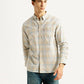 Men's Checkered Beige Slim Fit Shirt - Styleshot View