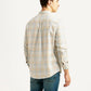 Men's Checkered Beige Slim Fit Shirt - Back View