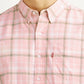 Men's Checkered Pink Slim Fit Shirt - Detail View