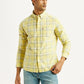 Men's Checkered Yellow Slim Fit Shirt - Styleshot View