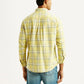 Men's Checkered Yellow Slim Fit Shirt - Back View