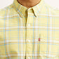 Men's Checkered Yellow Slim Fit Shirt - Detail View