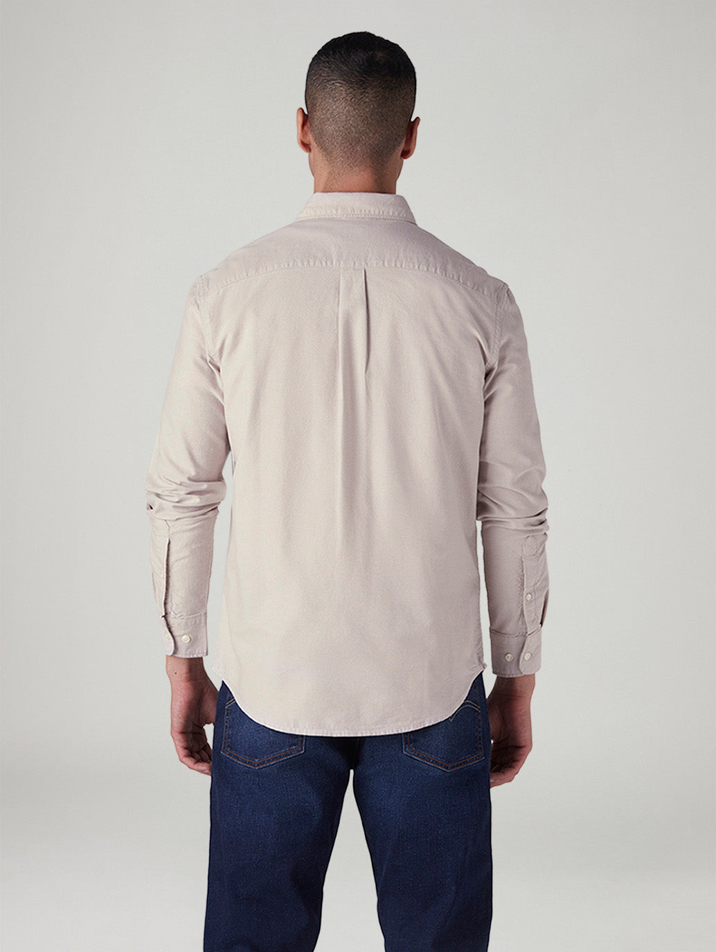 Men's Solid Slim Fit Oxford Shirt - Back View