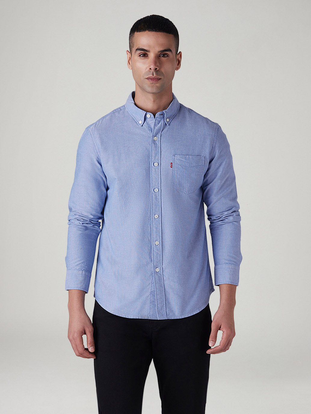 Men's Solid Slim Fit Oxford Shirt - Front View