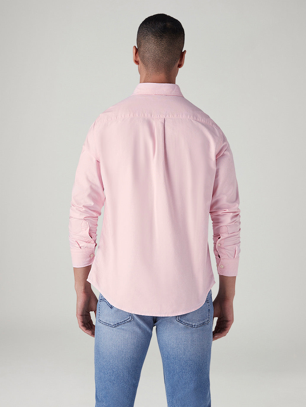 Men's Solid Slim Fit Oxford Shirt - Back View