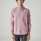Men's Checkered Slim Fit Textured Shirt - Front View