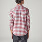 Men's Checkered Slim Fit Textured Shirt - Back View