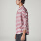 Men's Checkered Slim Fit Textured Shirt - Side View