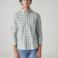 Men's Checkered Slim Fit Textured Shirt - Front View