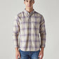 Men's Checkered Slim Fit Oxford Shirt - Front View