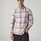 Men's Checkered Slim Fit Oxford Shirt - Front View