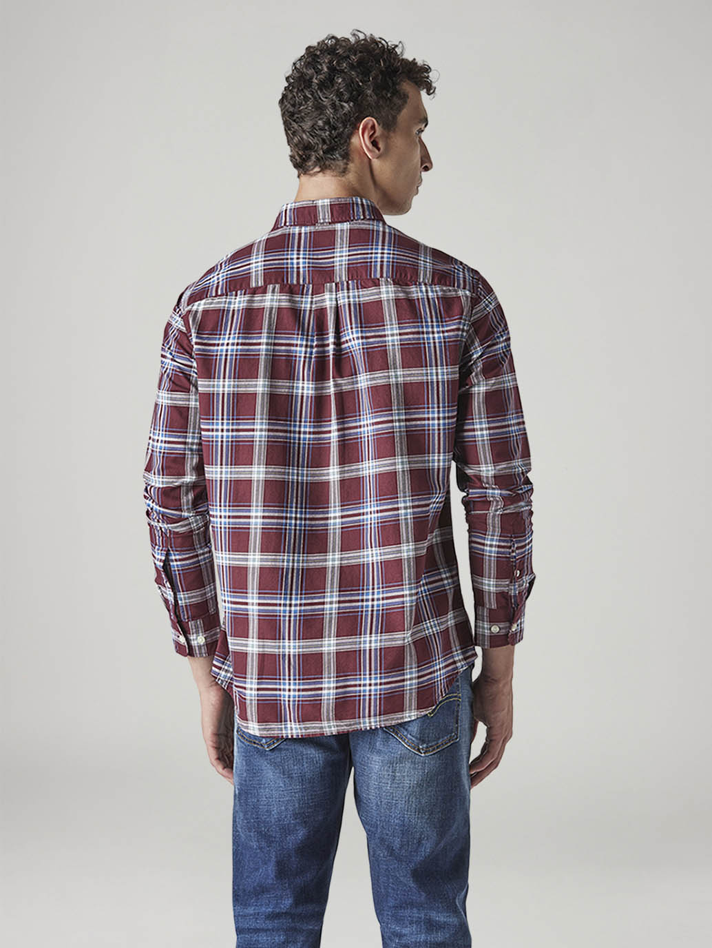 Men's Checkered Slim Fit Oxford Shirt - 20 View