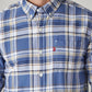 Men's Checkered Slim Fit Oxford Shirt - Detail View