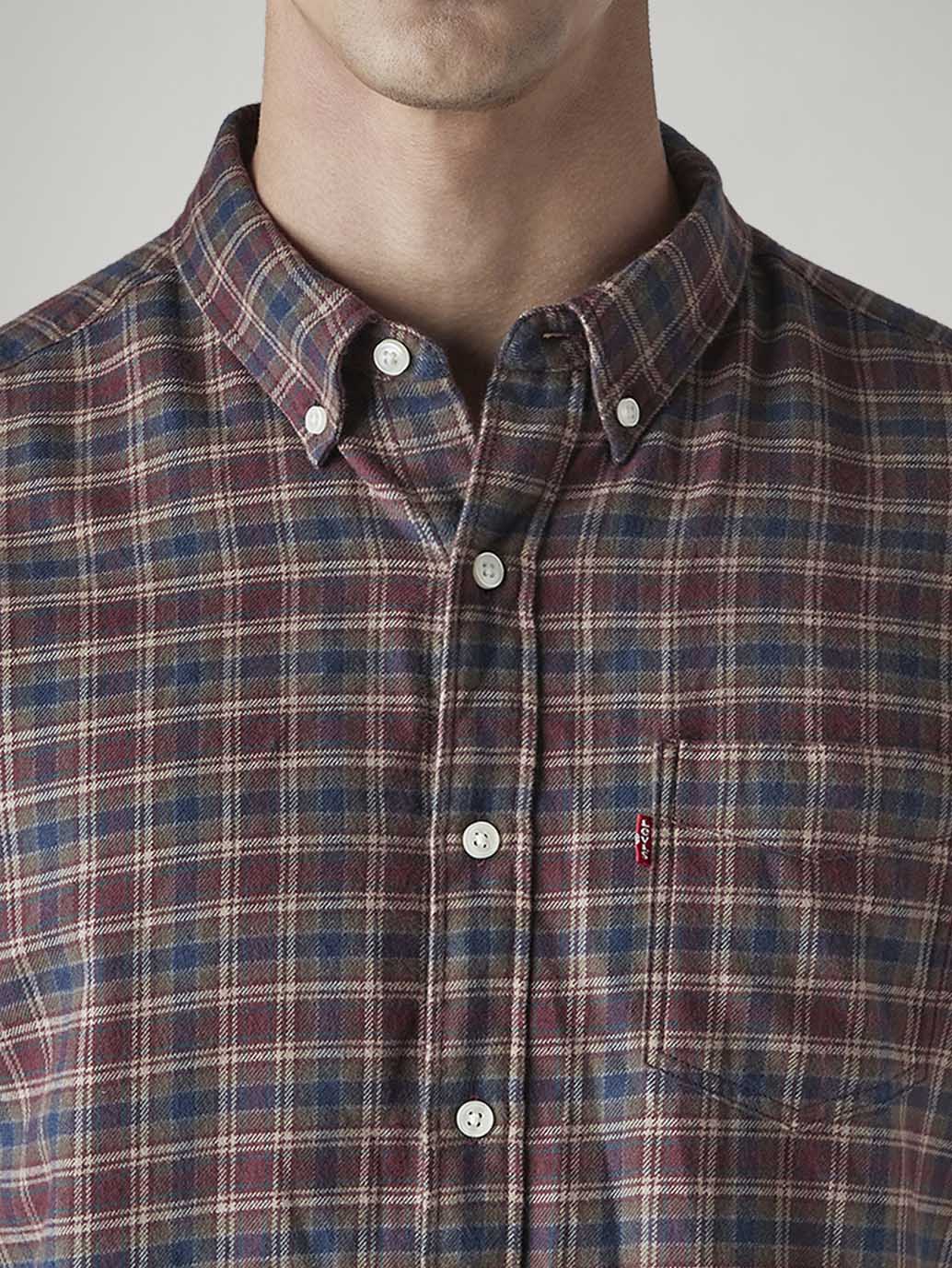 Men's Checkered Slim Fit Flannel Shirt - Detail View