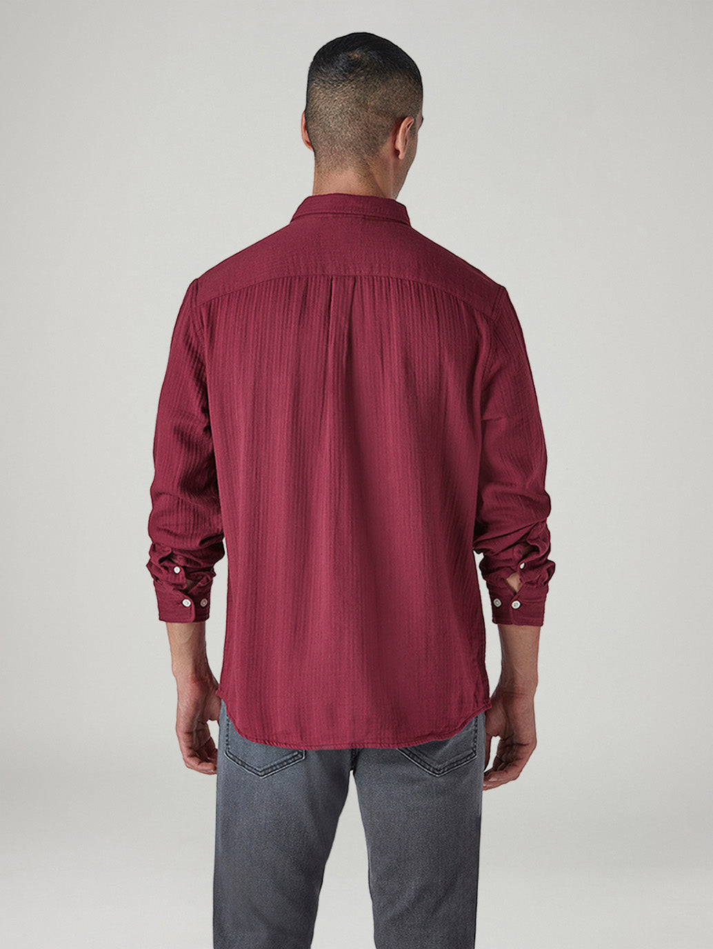 Men's Solid Slim Fit Shirt - Back View