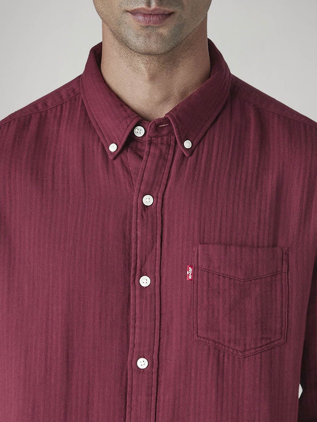 Men's Solid Slim Fit Shirt - Detail View
