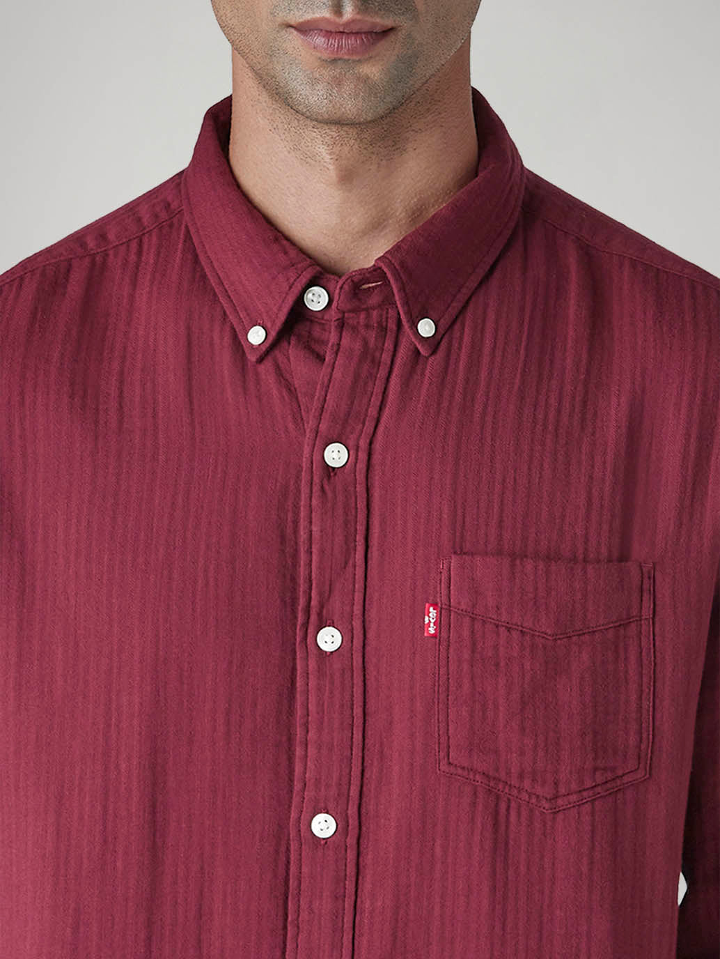 Men's Solid Slim Fit Shirt - Detail View
