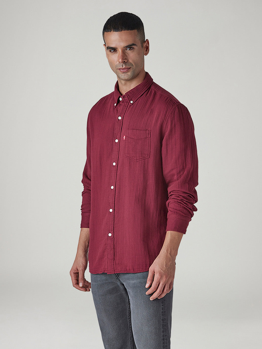 Men's Solid Slim Fit Shirt - Side View