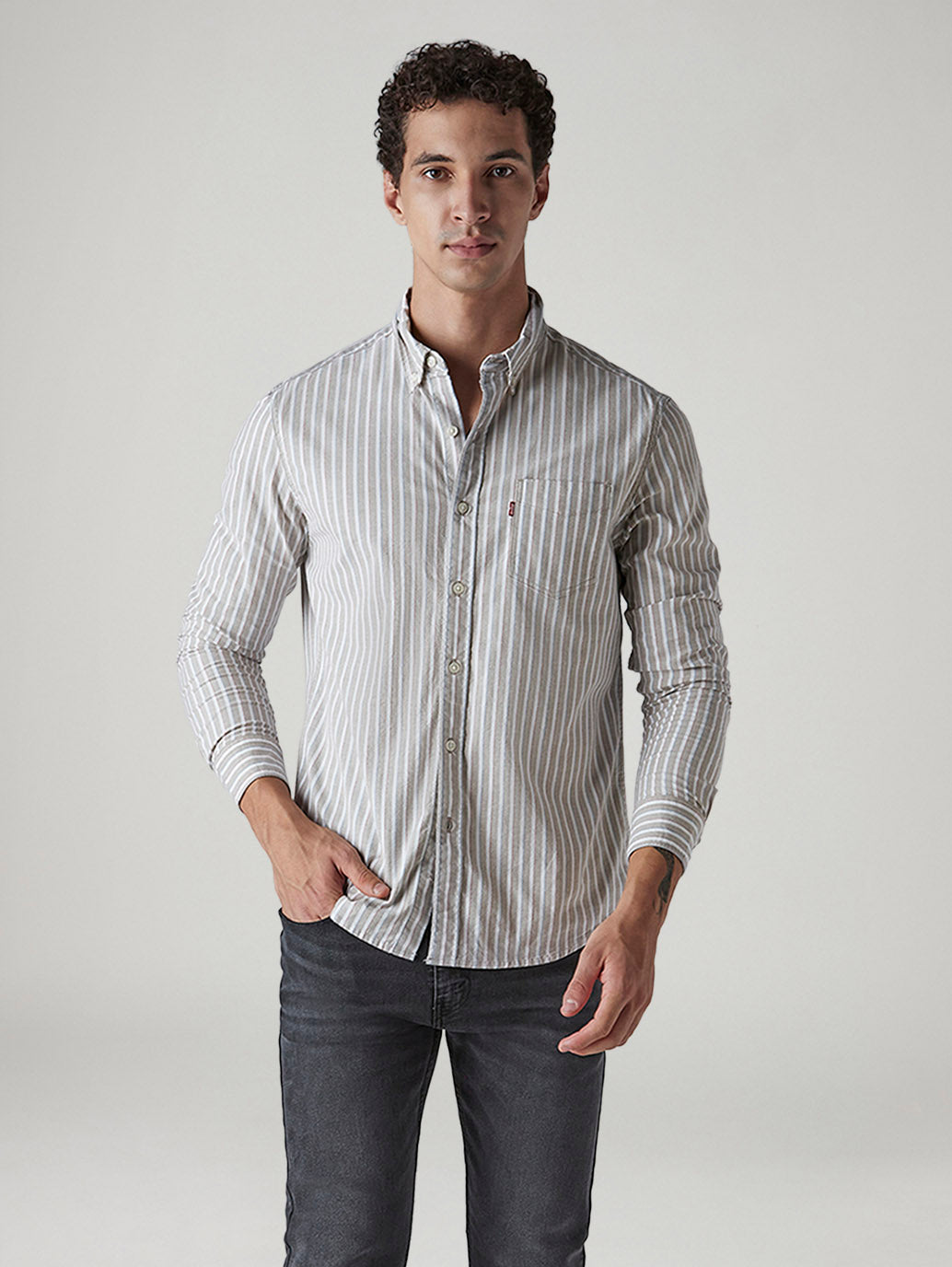Men's Striped Slim Fit Oxford Shirt