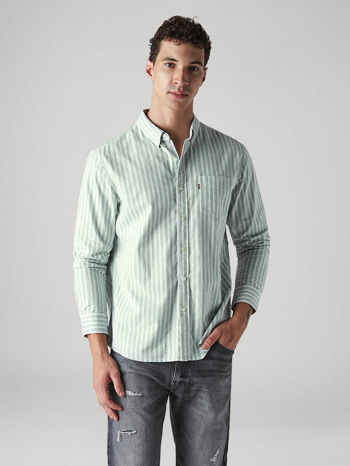 Men's Striped Slim Fit Oxford Shirt