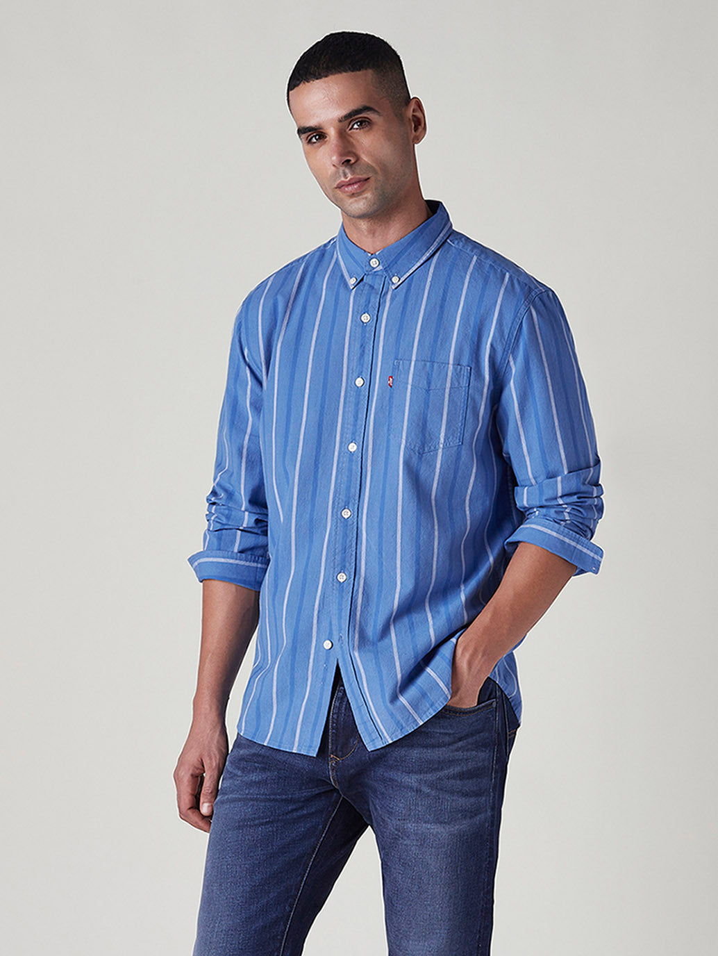 Men's Striped Slim Fit Textured Shirt